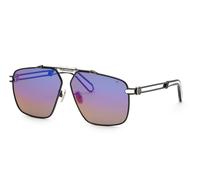 Philipp Plein Homme SPP049M SILVER PLEIN SEVENTIESLEIN 541 Lunettes de soleil Métal Noir Gris Géométrique Normale Ombré
