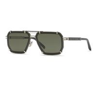 Philipp Plein Homme SPP131 PLEIN LEGACY 583X Lunettes de soleil Métal Palladium Gris Géométrique Antireflet