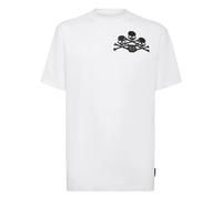 Philipp Plein, Homme, Tops, Blanc, Taille: 2XL T-Shirt Col Rond Tête de Mort