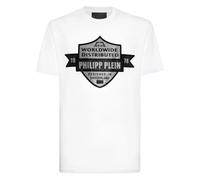Philipp Plein, Homme, Tops, Blanc, Taille: L T-Shirt Col Rond PP Crest