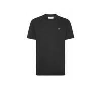Philipp Plein, Homme, Tops, Noir, Taille: XL Round Neck Short Sleeve Logo Plaque