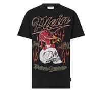 Philipp Plein, Homme, Tops, Noir, Taille: XL T-Shirt Col Rond Petit Diable Cristal