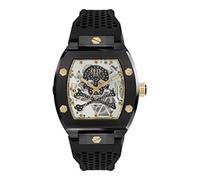 Philipp Plein $KELETON Montre analogique Automatique pour Homme, Noir/Gris/Cristaux - Pwbaa0521, Bracelet