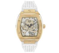 Philipp Plein $KELETON Montre analogique Automatique pour Homme, Or/Gris/Cristaux - Pwbaa0421, Bracelet