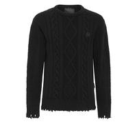 Philipp Plein - Lambswool Pullover Round Neck LS Skull&Bones - Homme - Pulls - Noir - Taille: 3XL