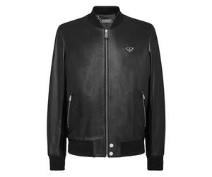 Philipp Plein - Leather Bomber LS - Homme - Vestes - Noir - Taille: L