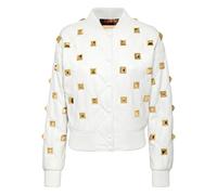 Philipp Plein - Leather Bomber Matelassè Studs - Femme - Vestes - Blanc - Taille: 36 FR