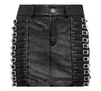 Philipp Plein - Leather Skirt Mini Crystal Skull - Femme - Jupes - Noir - Taille: 40 FR