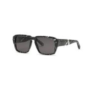 Philipp Plein - Lunettes de Soleil Noires Marbrées avec Verres Fumés - Homme - Accessoires - Noir - Taille: 55 MM