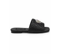 Philipp Plein - Matelasse Slides Crystal Skull - Femme - Chaussures - Noir - Taille: 37 EU