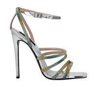 Philipp Plein - Mirror Leather Sandales Hi-Heels Crystal - Femme - Chaussures - Gris - Taille: 40 EU