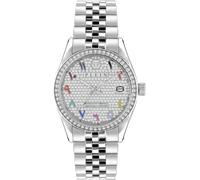 Philipp Plein Montre à affichage analogique brun foncé / gris / rouge feu / argent, Taille One Size
