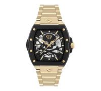 Philipp Plein Collection Montre de luxe pour homme avec bracelet doré et cadran noir, noir, OS, Philipp Plein | Le $keleton