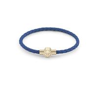 Philipp Plein PJ0AA20BL Plein Tag Bracelet pour homme en acier inoxydable doré et cuir bleu