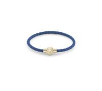 Philipp Plein PJ0AA20BS Plein Tag Bracelet pour homme en acier inoxydable doré et cuir Bleu