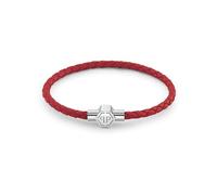 Philipp Plein PJ0AA21BL Plein Tag Bracelet pour homme en acier inoxydable argenté et cuir rouge