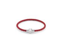 Philipp Plein PJ0AA21BS Plein Tag Bracelet pour homme en acier inoxydable et cuir argenté Rouge