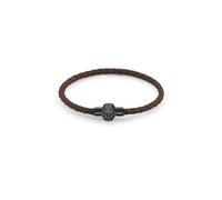Philipp Plein PJ0AA22BL Plein Tag Bracelet pour homme en acier inoxydable IP Back Cuir Marron