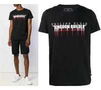 Philipp Plein Platinium Cut Statement Logo T-Shirt Col Rond Top Neuf L