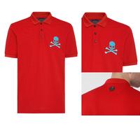 PHILIPP PLEIN Polo À Skull En Cuir Avec Patch Hexagone PP T-Shirt Taille L