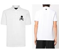 PHILIPP PLEIN Polo À Skull En Cuir Avec Patch Hexagone PP T-Shirt Taille L