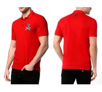 PHILIPP PLEIN Polo Shirt Avec Skull En Cuir PP Hexagon Patch T-Shirt 5XL