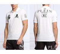 PHILIPP PLEIN Polo Shirt Multi Skull Logo T-Shirt Neuf XS