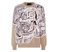 Philipp Plein - Pullover Round Neck Skull - Homme - Pulls - Beige - Taille: 4XL
