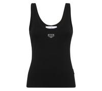 Philipp Plein - Rib Tanktop Placca - Femme - Tops - Noir - Taille: 40 FR