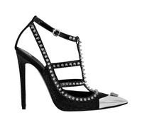 Philipp Plein - Sandales en cuir Strass Talons Aiguilles Clous - Femme - Chaussures - Noir - Taille: 37 EU