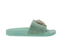 Philipp Plein - Sandales Flat Skull with Crystals - Femme - Chaussures - Vert - Taille: 35 EU