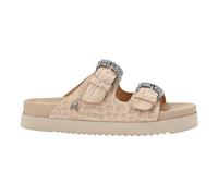 Philipp Plein - Sandales Plates en Cuir Imprimé Croco et Cristaux - Femme - Chaussures - Beige - Taille: 37 EU