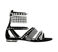 Philipp Plein - Sandales Plates en Daim avec Clous - Femme - Chaussures - Multicolore - Taille: 37 EU