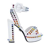 Philipp Plein - Sandales Talons Hauts avec Cristaux - Femme - Chaussures - Blanc - Taille: 38 EU