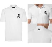 PHILIPP PLEIN Skull Polo Shirt Polohemd Leather PP Hexagon Patch T-Shirt DE S