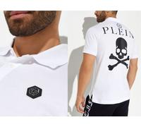 PHILIPP PLEIN Skull Polo Shirt Polohemd Leather PP Hexagon Patch T-Shirt S,