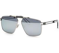 Philipp Plein Homme SPP049M SILVER PLEIN SEVENTIESLEIN K07X Lunettes de soleil Métal Palladium Gris Géométrique Normale Miroir