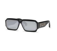 Philipp Plein Homme Philipp Plein SPP150 PLEIN MASTER 700 Lunettes de soleil Acétate Noir Fumée Carré Normale Miroir