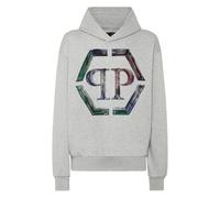 Philipp Plein - Sweat à capuche SweaT-shirt LS Strass Hexagon - Homme - Sweatshirts et sweats à capuche - Gris - Taille: XL