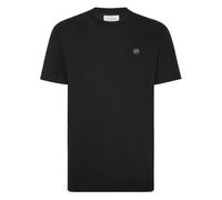 Philipp Plein, Homme, Tops, Noir, Taille: M Round Neck Short Sleeve Logo Plaque
