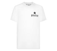 Philipp Plein - T-shirt Col Rond MC avec Cristaux Skull&Bones - Homme - Tops - Blanc - Taille: XL