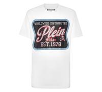 Philipp Plein - T-shirt Col Rond MC Avec Patch - Homme - Tops - Blanc - Taille: 2XL
