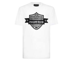 Philipp Plein - T-Shirt Col Rond PP Crest - Homme - Tops - Blanc - Taille: L