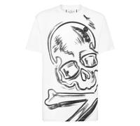 Philipp Plein - T-Shirt Col Rond Skull&Bones - Homme - Tops - Blanc - Taille: 2XL