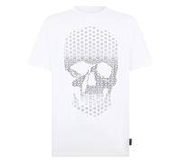 Philipp Plein - T-Shirt Col Rond Tête de Mort Strass - Homme - Tops - Blanc - Taille: M
