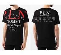 Philipp Plein T-Shirt Homme Cult Iconique Or Coupe Col Rond P.L.N. L