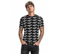 PHILIPP PLEIN T-Shirt Slim Fit Multi Logo Noir Coton Stretch Taille S
