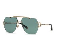 Philipp Plein Unisex SPP111 PLEIN SLEEK 340 Lunettes de soleil Métal Or Vert Géométrique Normale