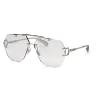 Philipp Plein Unisex SPP111 PLEIN SLEEK 579F Lunettes de soleil Métal Palladium Argent Géométrique Photochromatique Miroir