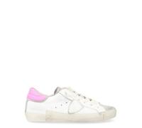 Philippe Model Baskets Paris X en Cuir Blanc Et Rose Fluo, Taille: 35